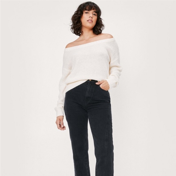 Off The Shoulder Relaxed Soft Knit Sweater - Picture 2 of 5